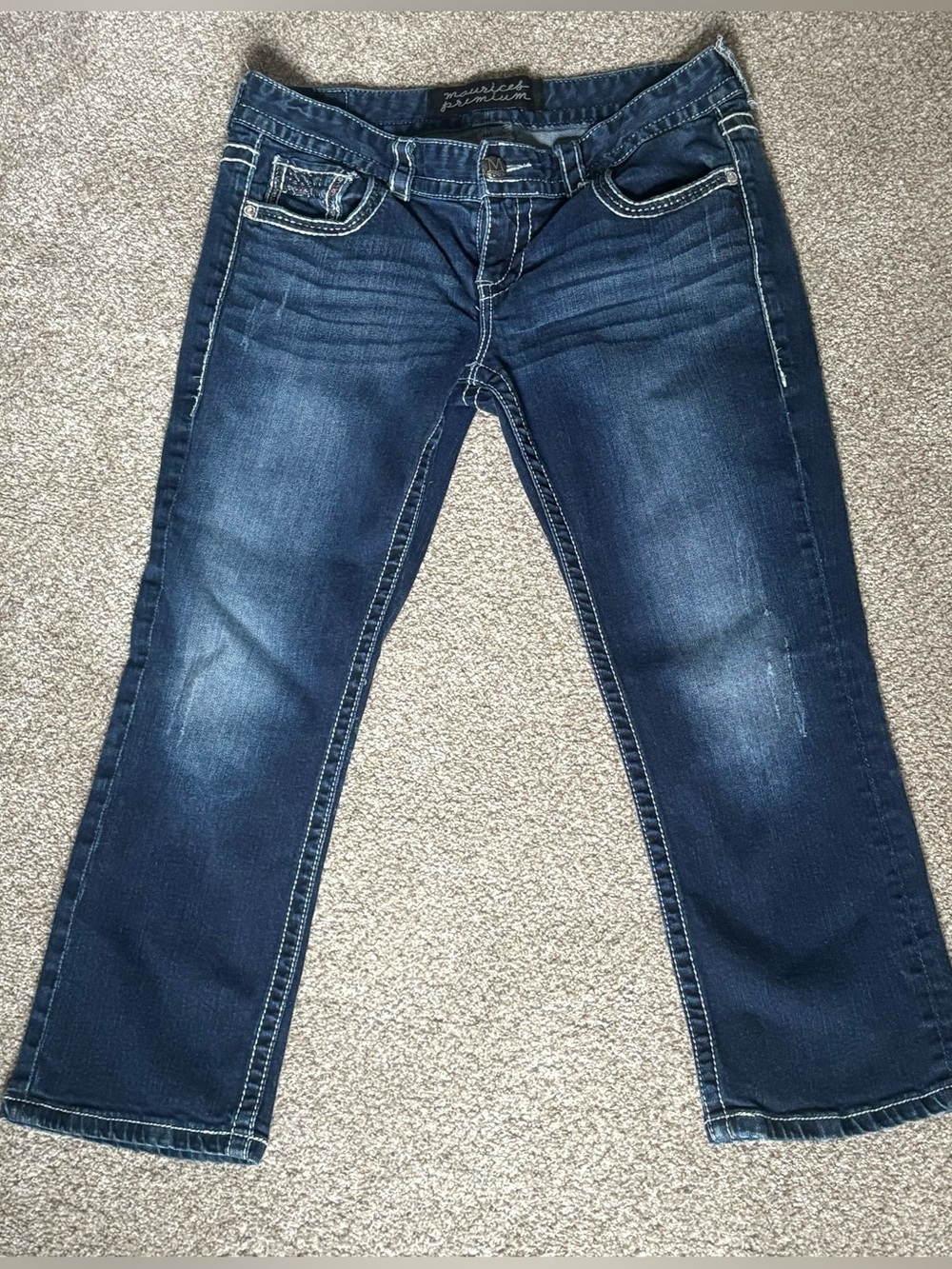 Maurices Dark Indigo Cropped Jeans with Faded Detail